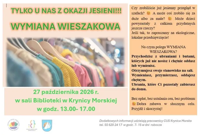 Wymiana Wieszakowa w krynickiej bibliotece – ekologiczna akcja już dziś
