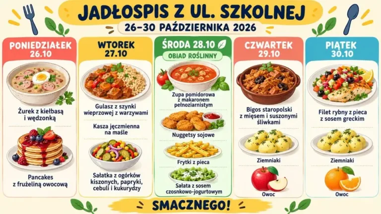 Jadłospis szkolny 26–30 października 2026 – co jedzą uczniowie?