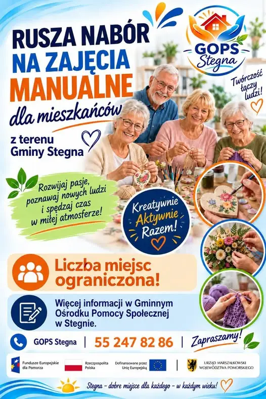 Stegna: rusza nabór na zajęcia manualne dla osób z niepełnosprawnościami i seniorów