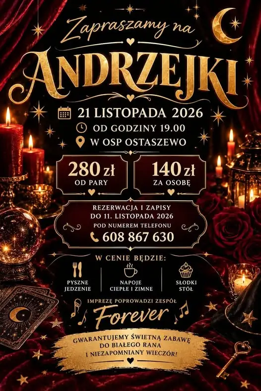 Zabawa andrzejkowa w OSP Ostaszewo – zapisy do 11 listopada